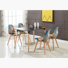 Patchwork Halo Dining Set Includes a Black Dining Table & Set of 4 Multicolour Fabric Chairs PN Home