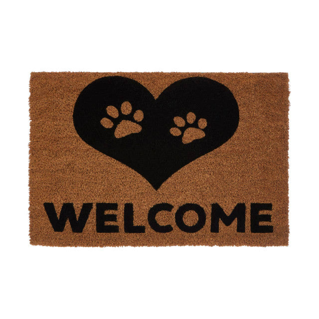 Paw Heart Coir & Rubber Doormat H2 x D40 x W60 House, Home & Garden