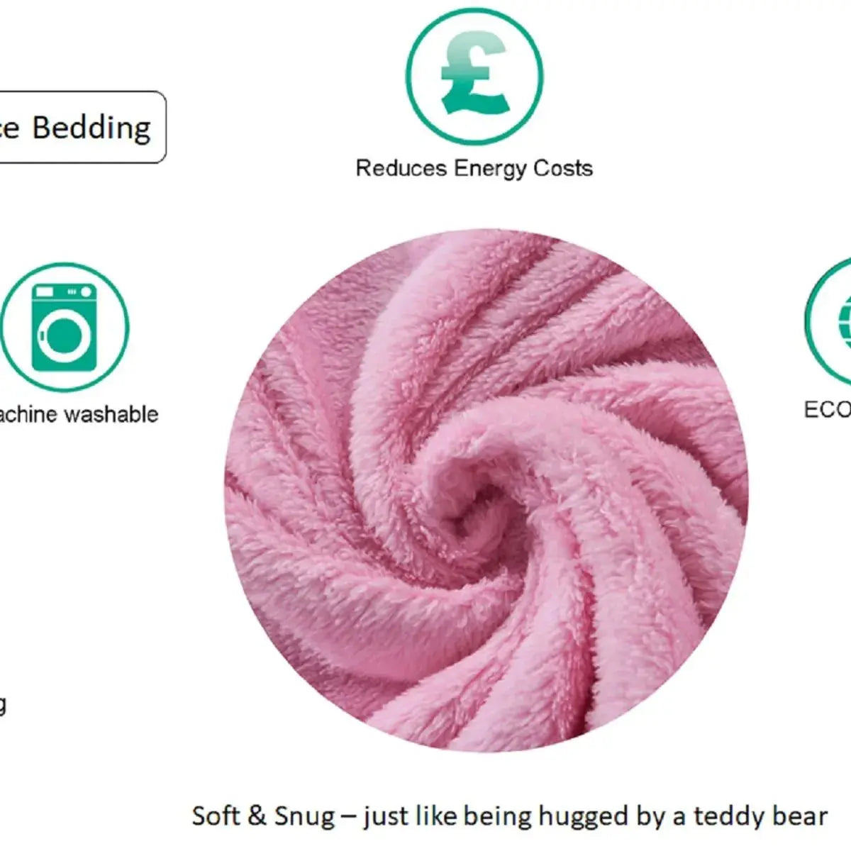 Pink Soft Touch Retro Ruched Teddy Bear Fleece Embellished Double Duvet Set AK Kin Garden Supplies