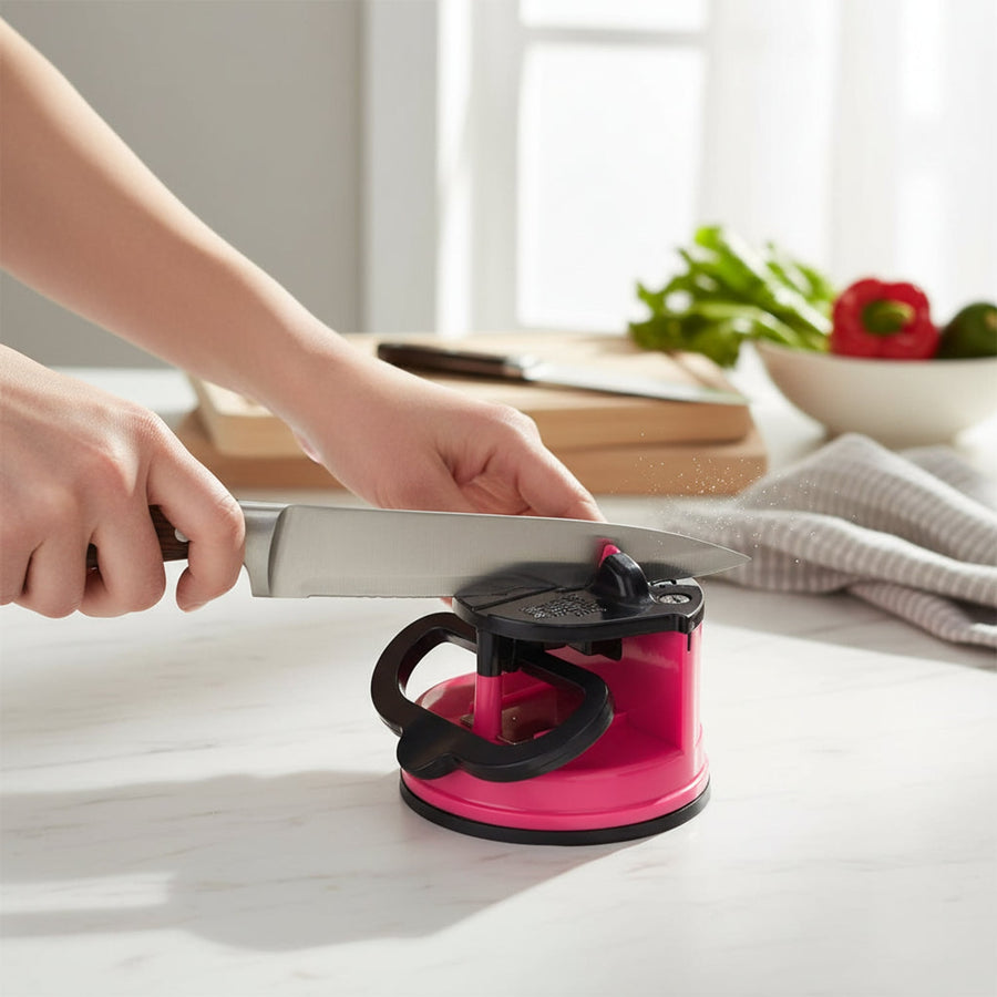 Pink & Black Knife Sharpener with Suction Base House, Home & Garden