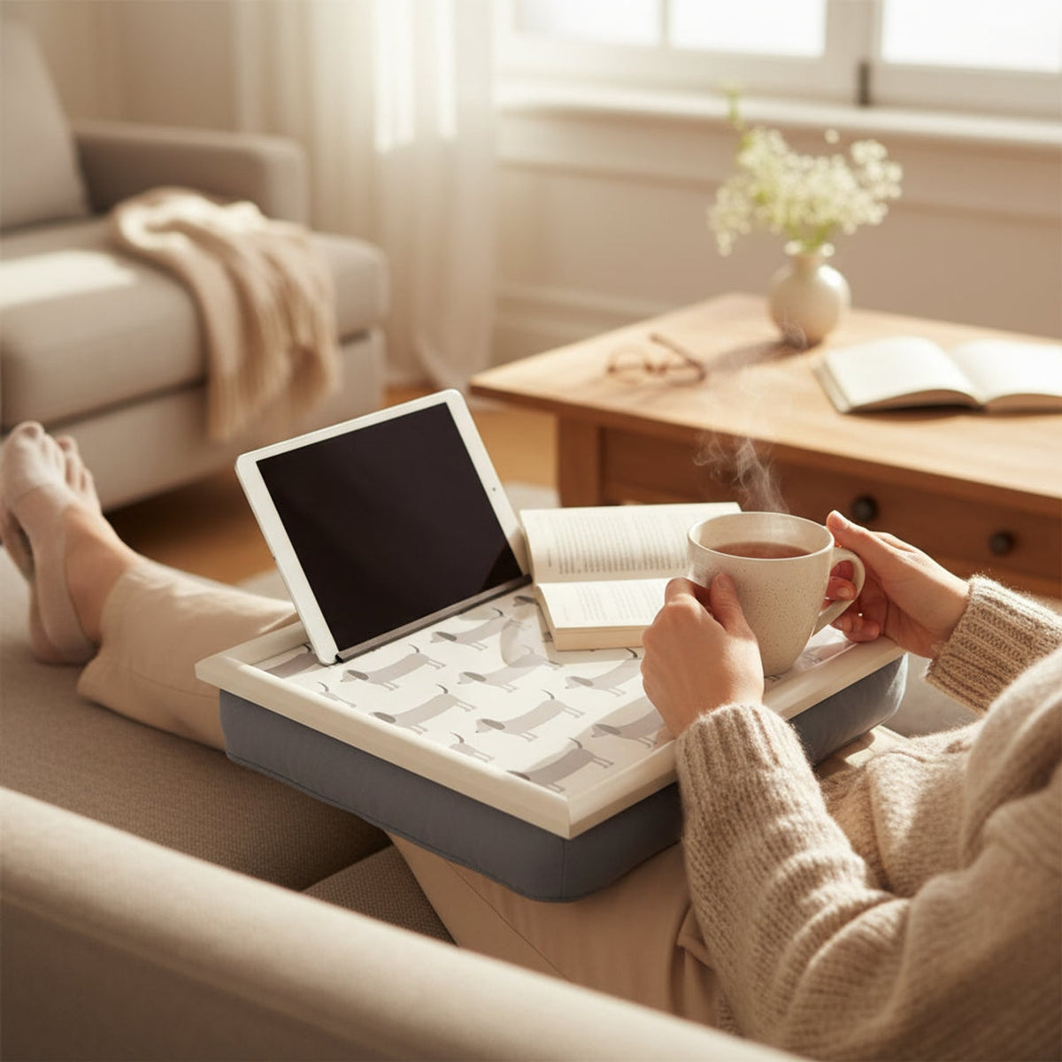 Portada Dachshund Lap Tray with Ipad Holder House, Home & Garden