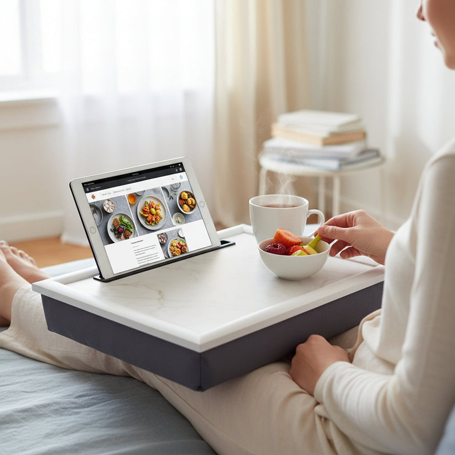 Portada Ecru Marble Lap Tray with Ipad Holder House, Home & Garden
