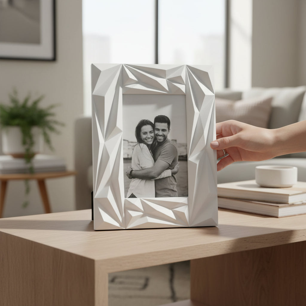 Prisma White Geometric Photo Frame – 5" x 7" House, Home & Garden
