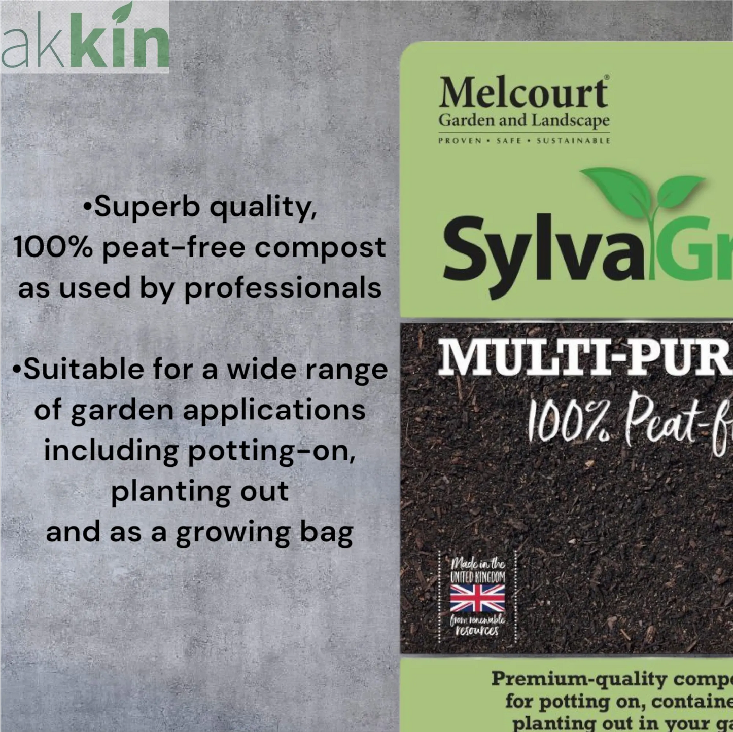 RHS Endorsed Melcourt Sylvagrow Peat Free Compost 40lt AK Kin Garden Supplies