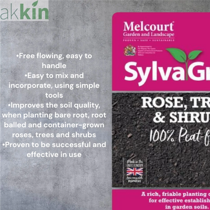 RHS Melcourt Sylvagrow Rose, Tree and Shrub Peat Free 40lt AK Kin Garden Supplies