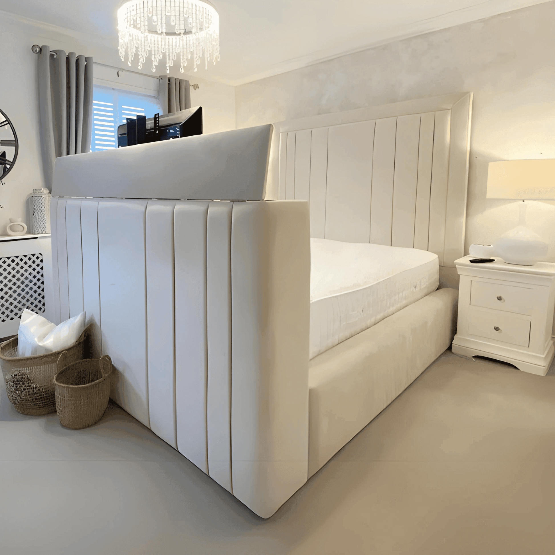 Rayna Panel Lined Tv Bed UK Beds Direct ltd