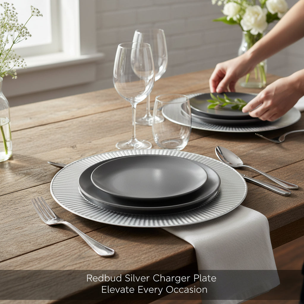 Redbud Silver Charger Plate House, Home & Garden