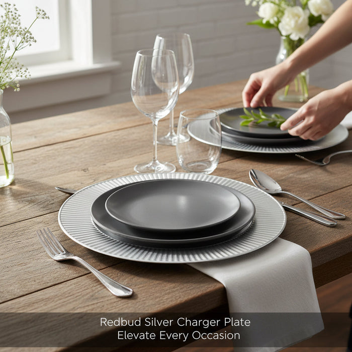Redbud Silver Charger Plate House, Home & Garden