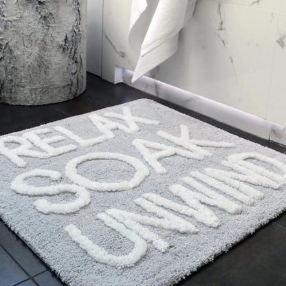 Relax Soak Unwind Tufted Square Bath Mat AK Kin Garden Supplies
