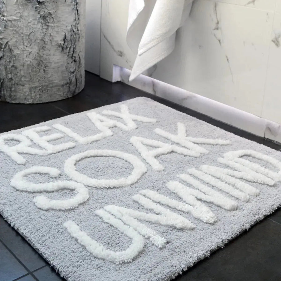 Relax Soak Unwind Tufted Square Bath Mat AK Kin Garden Supplies