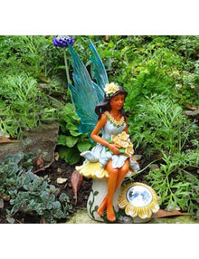 Resin Fairy Sunflower Figurine with Solar Lights AK Kin Garden Supplies