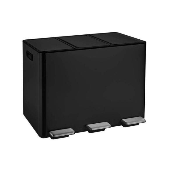 Rex 45L Matte Black 3 Compartment Recycle Bin House, Home & Garden