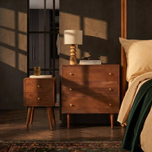 Scandinavian Walnut Logan Narrow Bedside Table