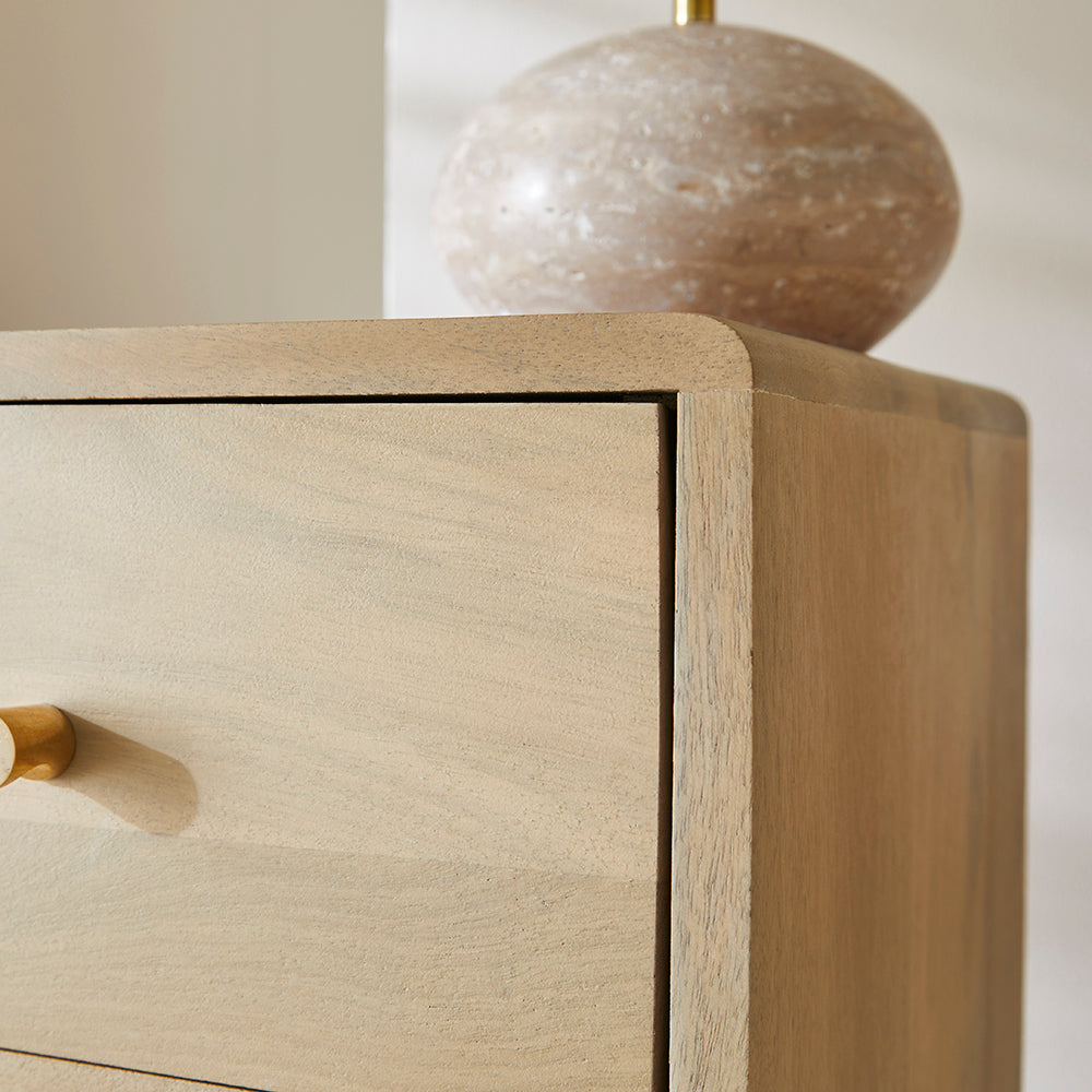 Scandinavian Light Oak Logan Narrow Bedside Table Fishe and Lilly
