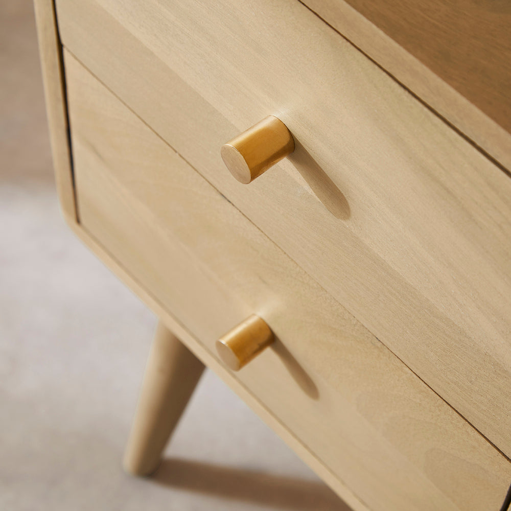 Scandinavian Light Oak Logan Narrow Bedside Table Fishe and Lilly