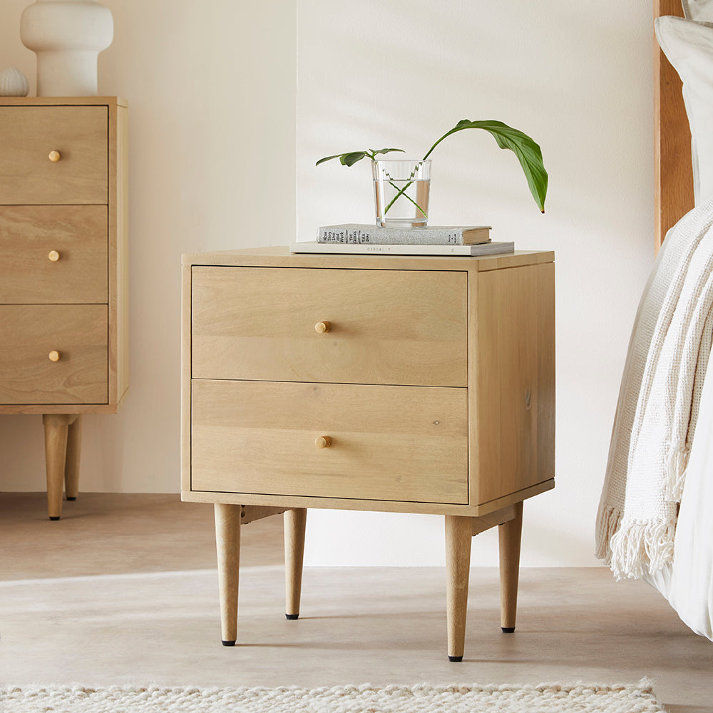 Scandinavian Light Oak Oslo Bedside Table Fishe and Lilly