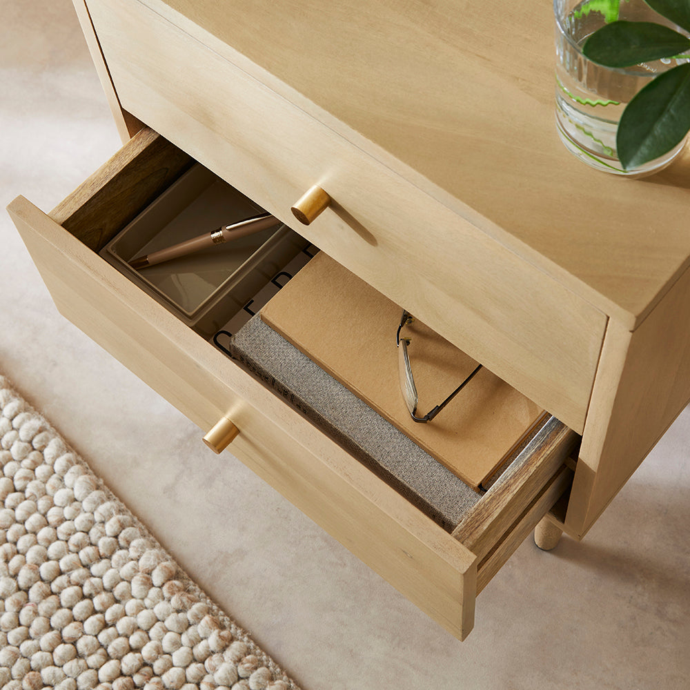 Scandinavian Light Oak Oslo Bedside Table Fishe and Lilly