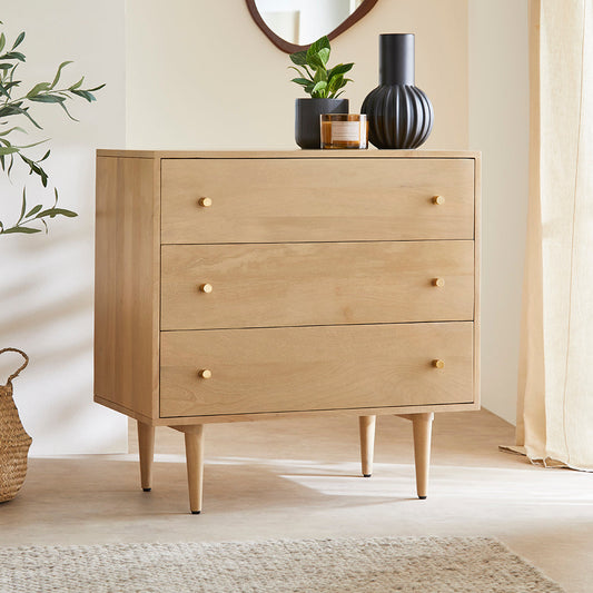 Scandinavian Light Oak Oslo Chest of 3 Drawers Fishe and Lilly