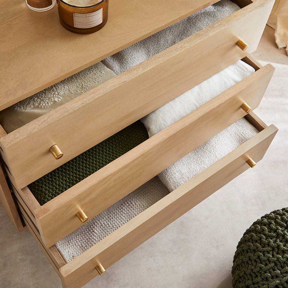 Scandinavian Light Oak Oslo Chest of 3 Drawers Fishe and Lilly