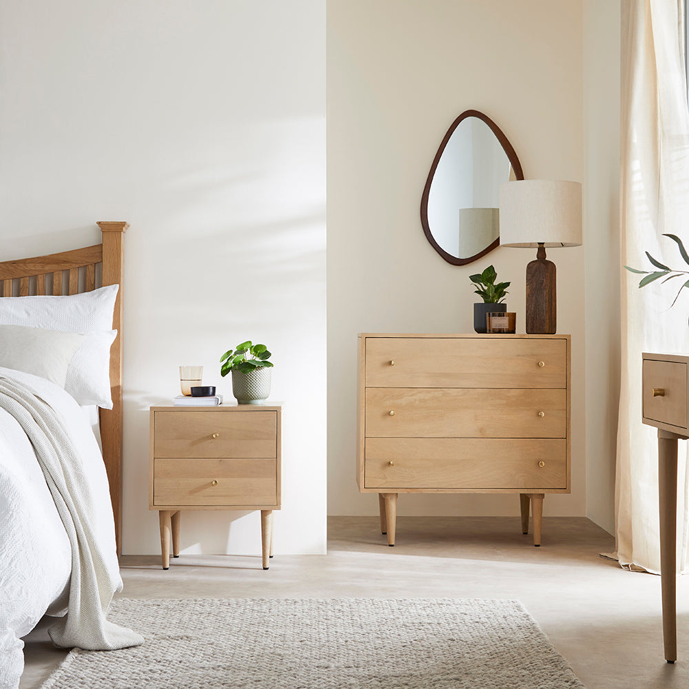 Scandinavian Light Oak Oslo Chest of 3 Drawers Fishe and Lilly