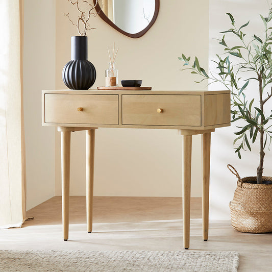 Scandinavian Light Oak Oslo Console, Dressing Table, and Desk Fishe and Lilly
