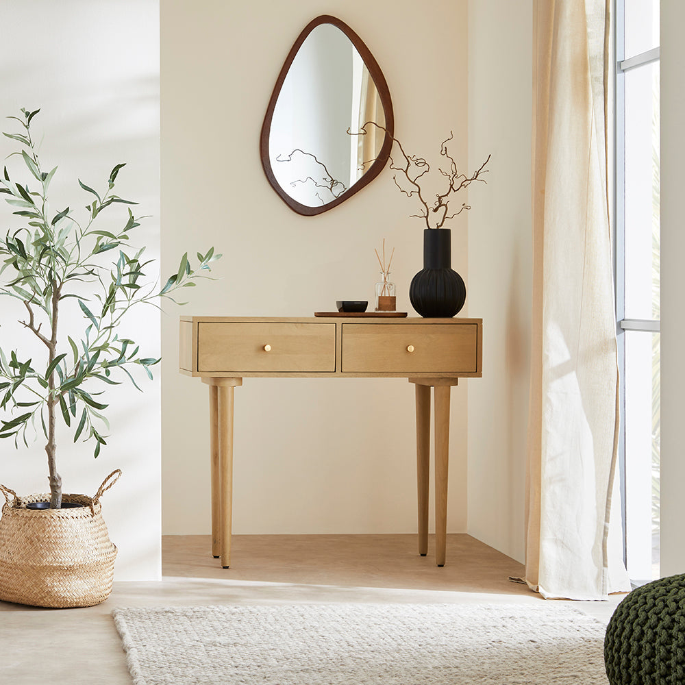 Scandinavian Light Oak Oslo Console, Dressing Table, and Desk Fishe and Lilly