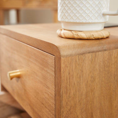 Scandinavian Light Walnut Logan Narrow Bedside Table Fishe and Lilly