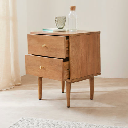 Scandinavian Light Walnut Oslo Bedside Table Fishe and Lilly