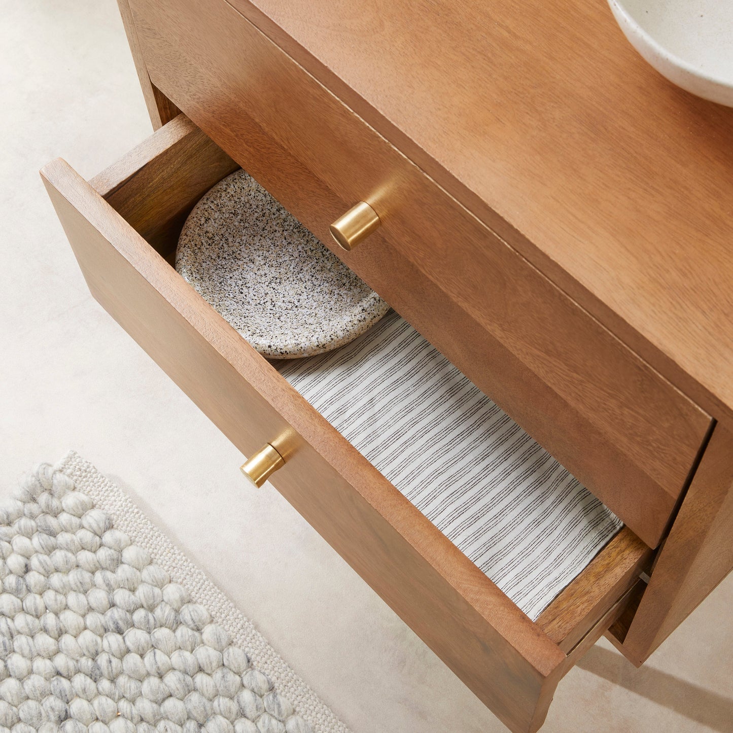 Scandinavian Light Walnut Oslo Bedside Table Fishe and Lilly