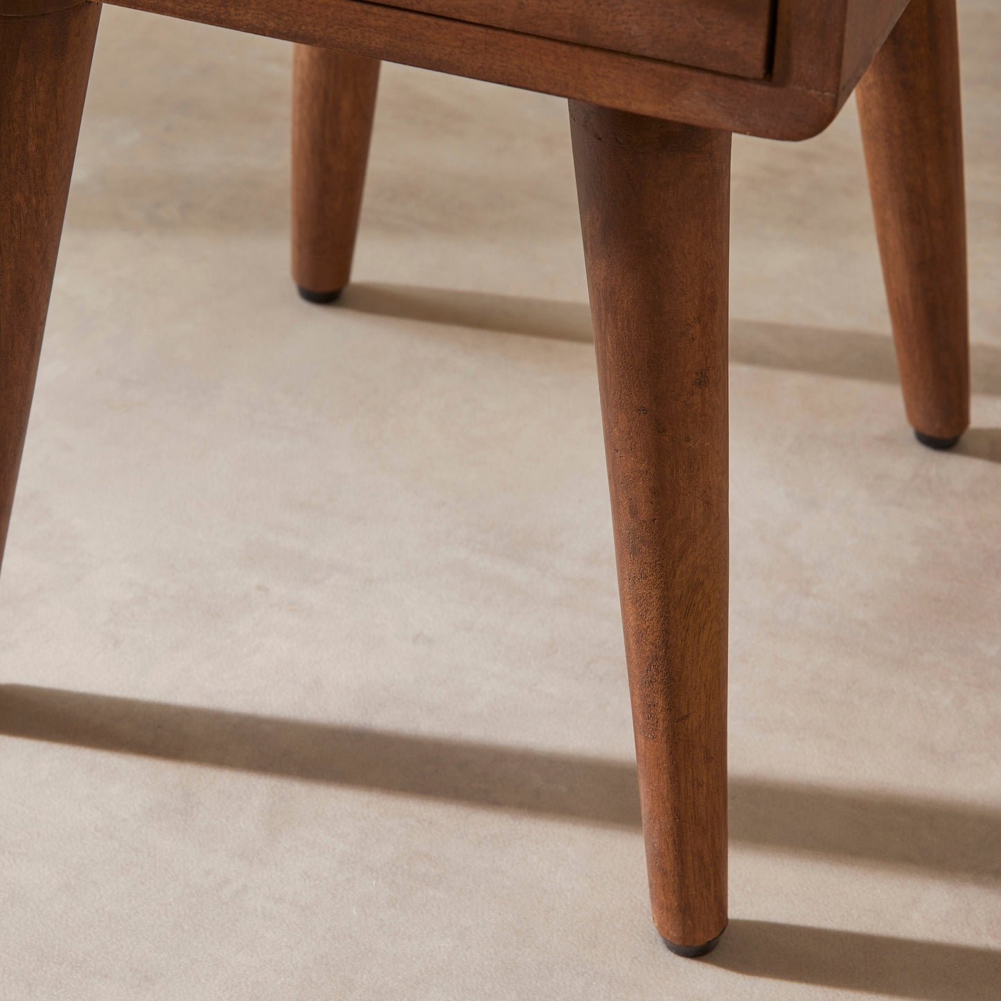 Scandinavian Walnut Logan Narrow Bedside Table Fishe and Lilly