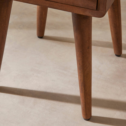 Scandinavian Walnut Logan Narrow Bedside Table Fishe and Lilly