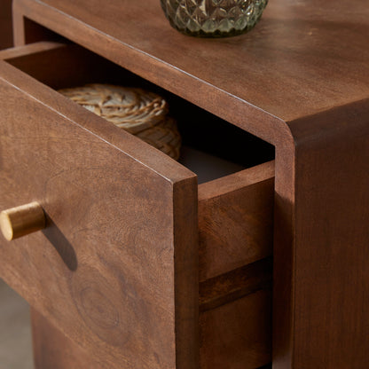 Scandinavian Walnut Logan Narrow Bedside Table Fishe and Lilly