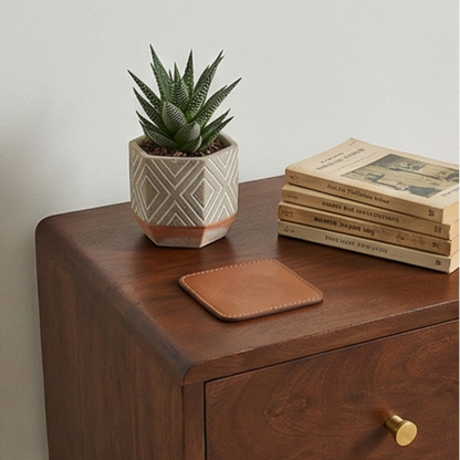Scandinavian Walnut Logan Narrow Bedside Table Fishe and Lilly