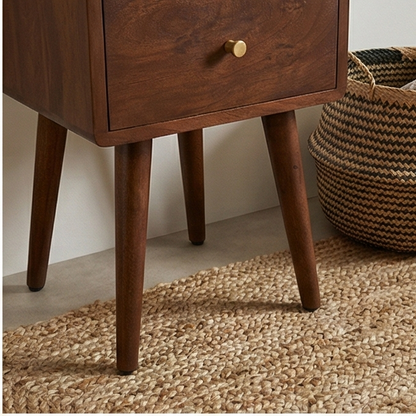 Scandinavian Walnut Logan Narrow Bedside Table Fishe and Lilly