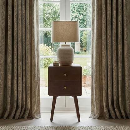 Scandinavian Walnut Logan Narrow Bedside Table Fishe and Lilly