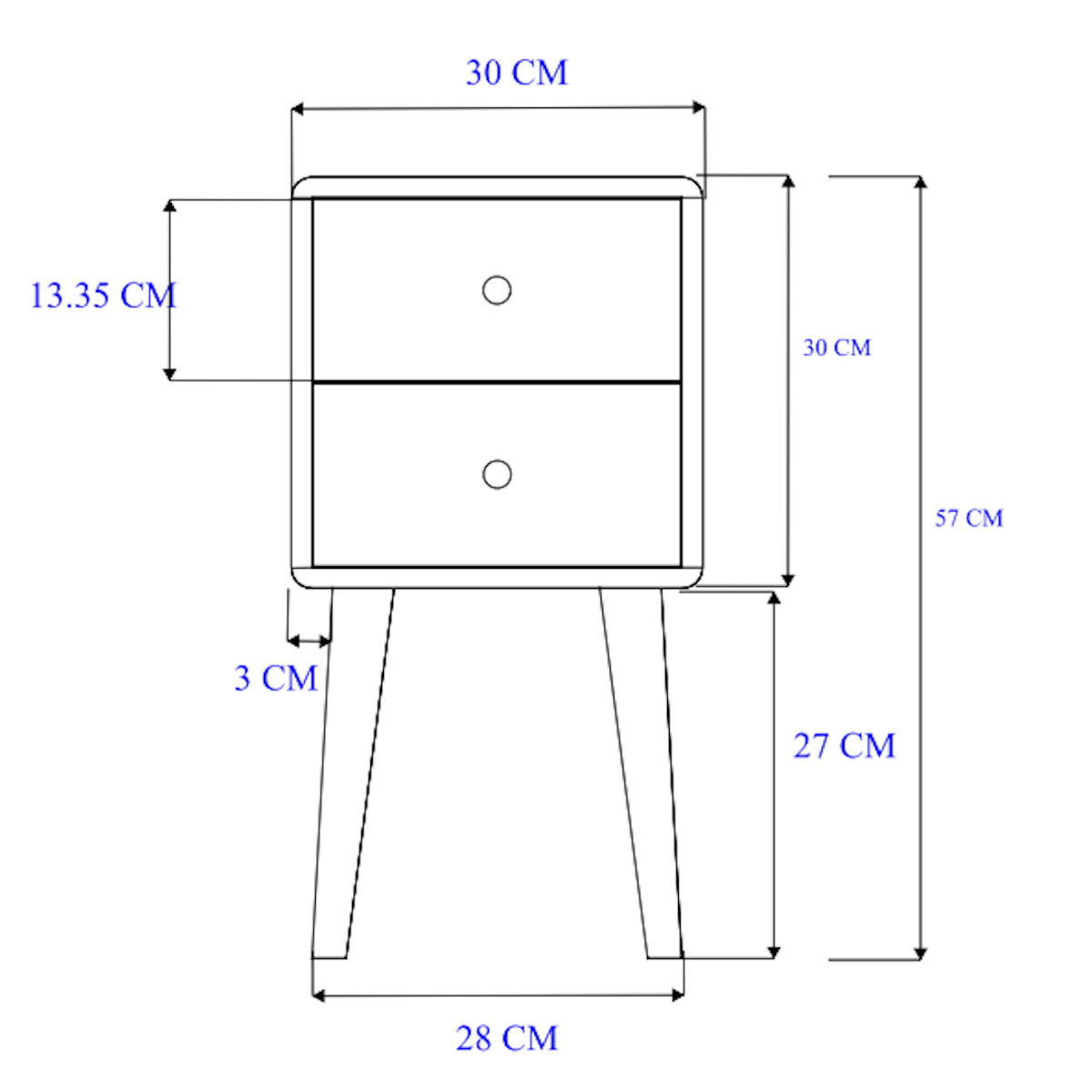 Scandinavian Walnut Logan Narrow Bedside Table Fishe and Lilly