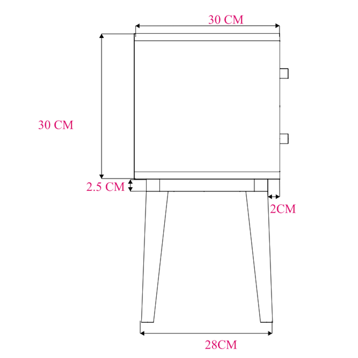 Scandinavian Walnut Logan Narrow Bedside Table Fishe and Lilly