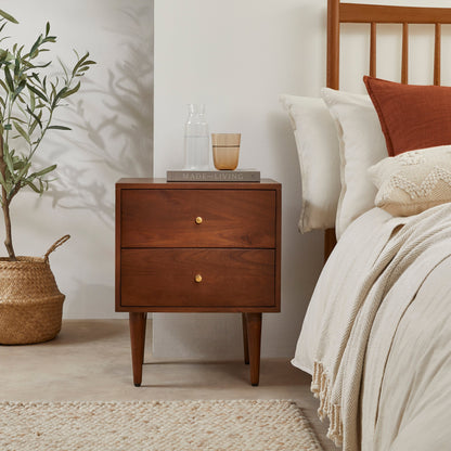 Scandinavian Walnut Oslo Bedside Table Fishe and Lilly