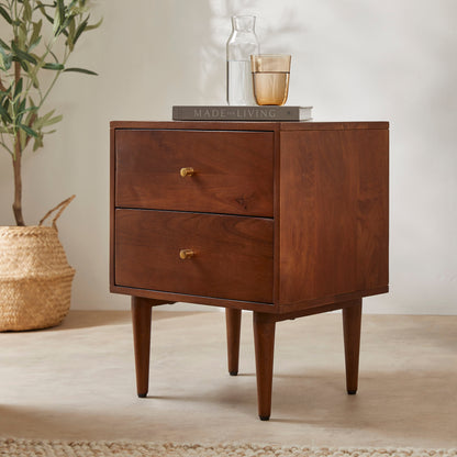 Scandinavian Walnut Oslo Bedside Table Fishe and Lilly