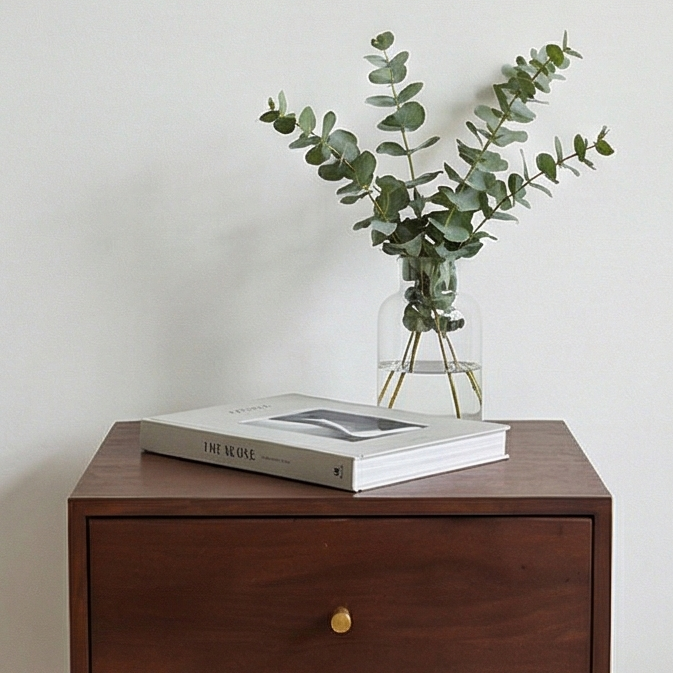 Scandinavian Walnut Oslo Bedside Table Fishe and Lilly