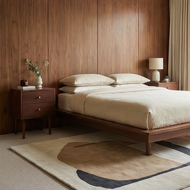 Scandinavian Walnut Oslo Bedside Table Fishe and Lilly