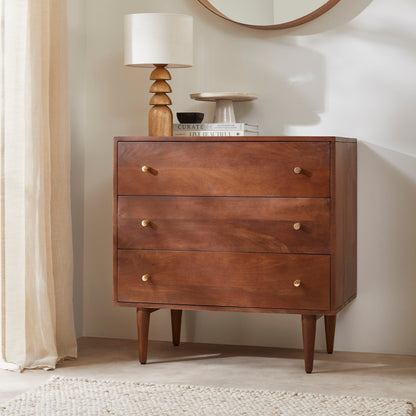 Scandinavian Walnut Oslo Chest of 3 Drawers Fishe and Lilly