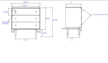 Scandinavian Walnut Oslo Chest of 3 Drawers Fishe and Lilly