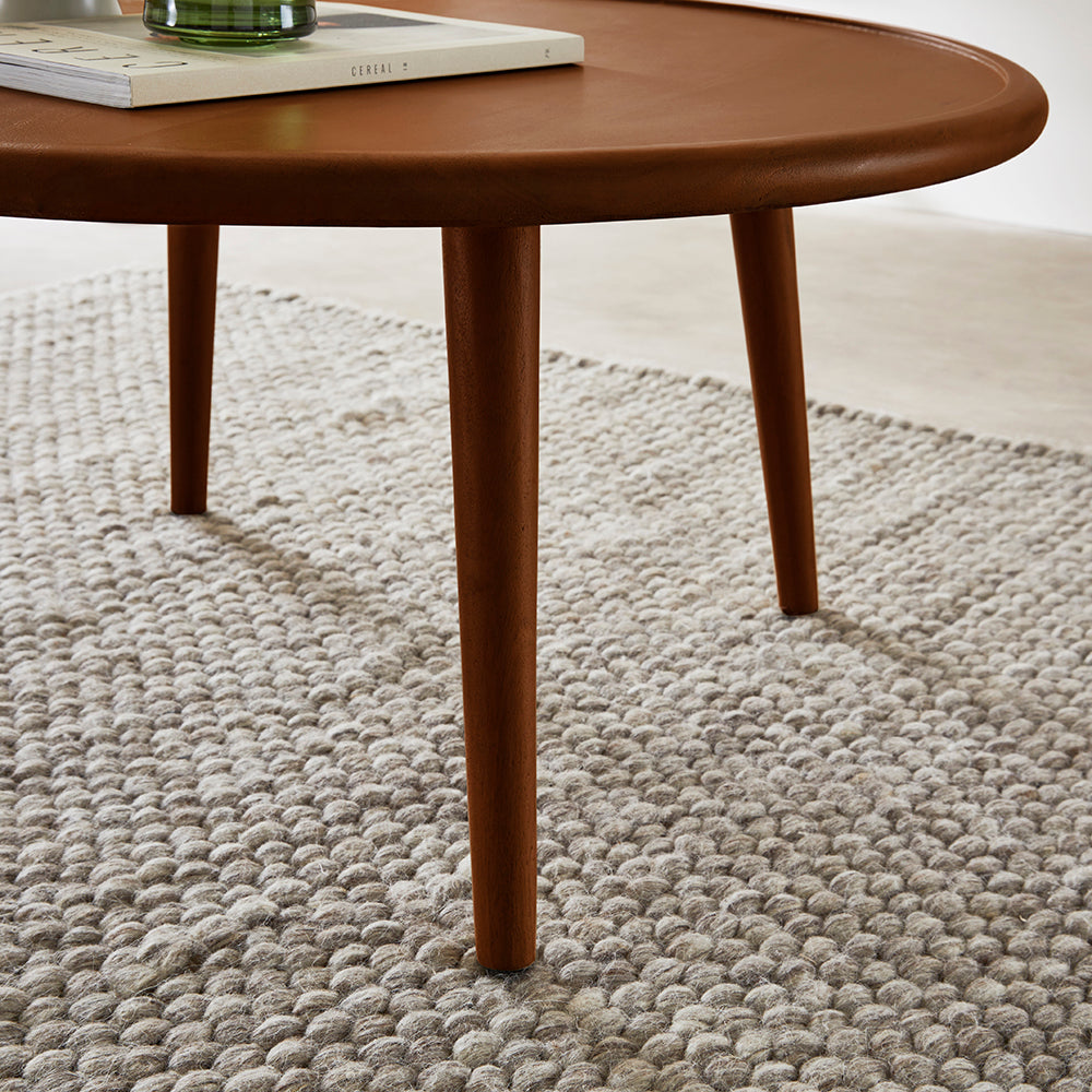 Scandinavian Walnut Round Coffee Table Fishe and Lilly