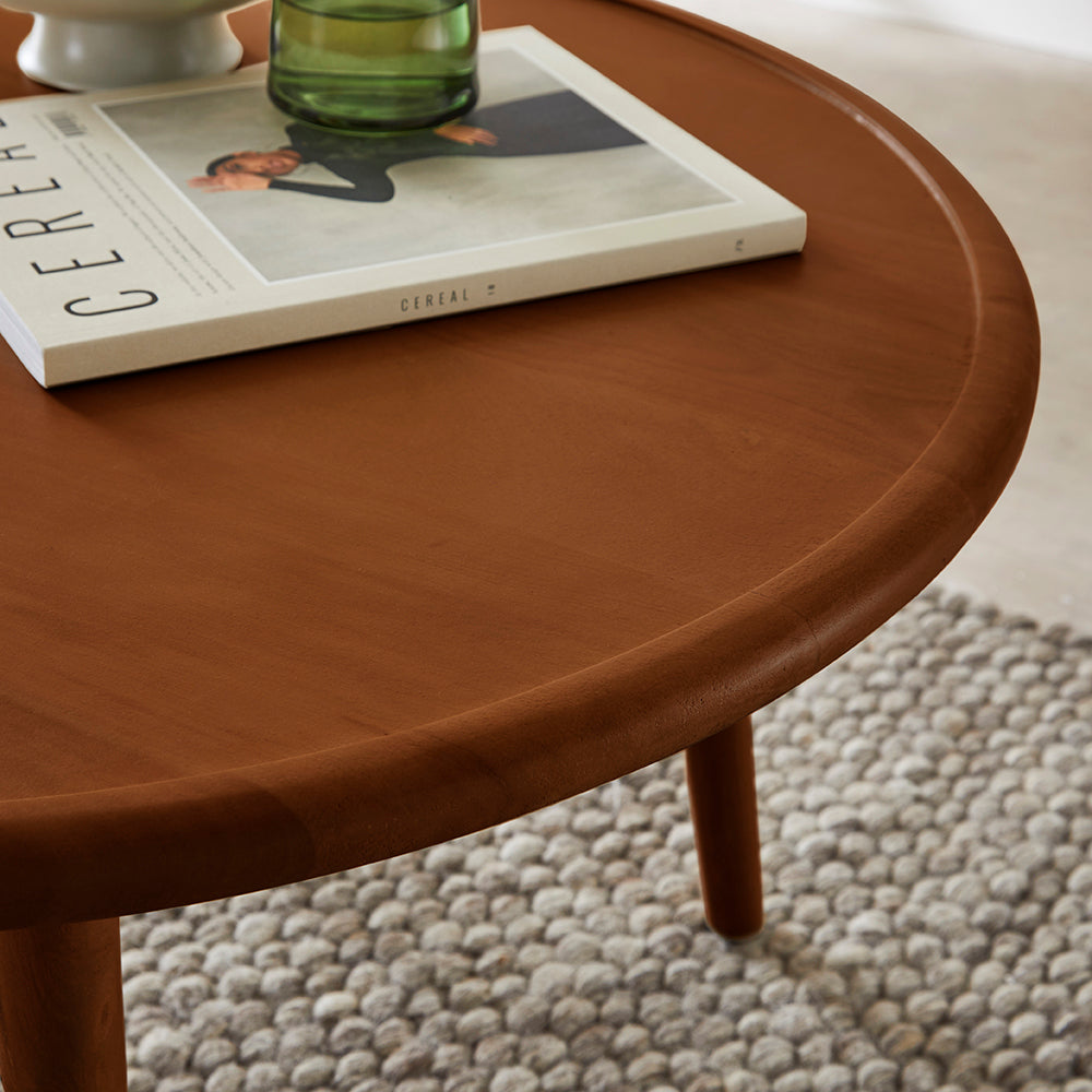 Scandinavian Walnut Round Coffee Table Fishe and Lilly