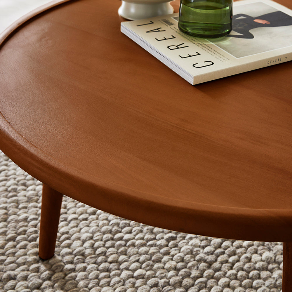 Scandinavian Walnut Round Coffee Table Fishe and Lilly
