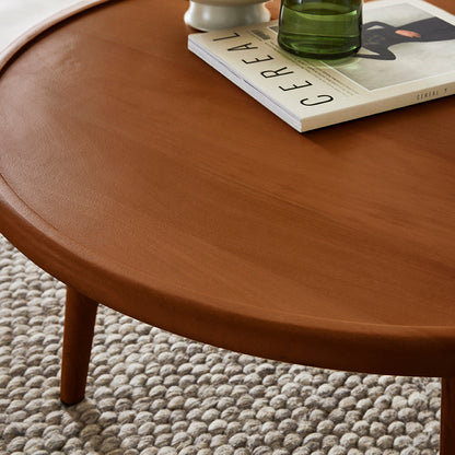 Scandinavian Walnut Round Coffee Table Fishe and Lilly