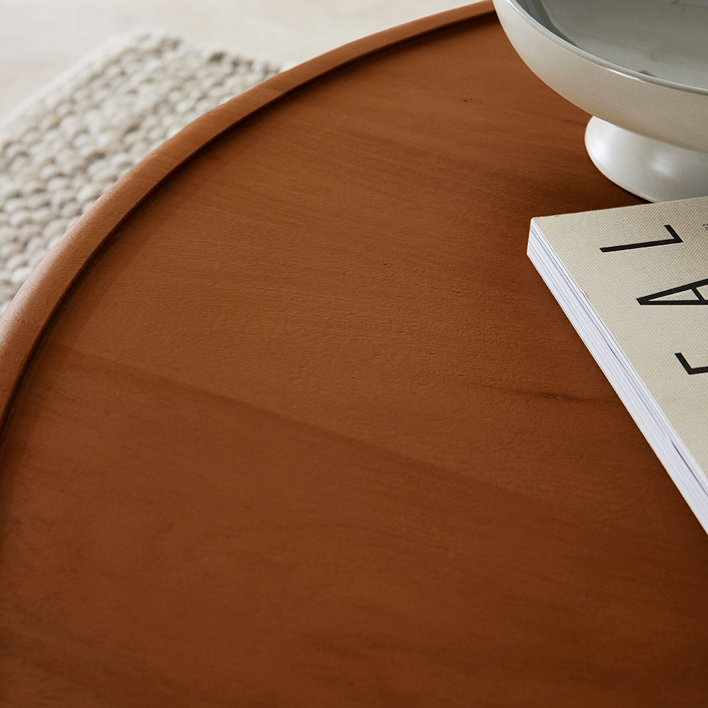 Scandinavian Walnut Round Coffee Table Fishe and Lilly