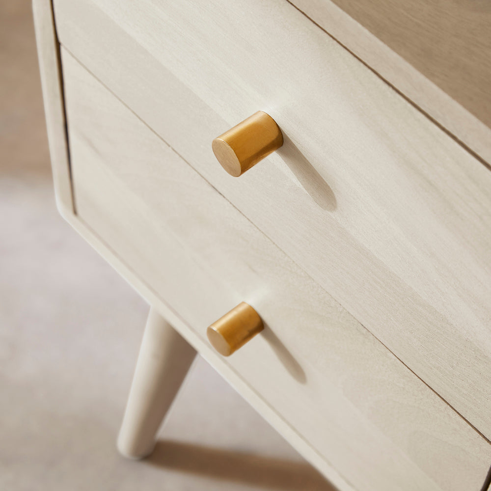 Scandinavian White Oak Logan Narrow Bedside Table Fishe and Lilly