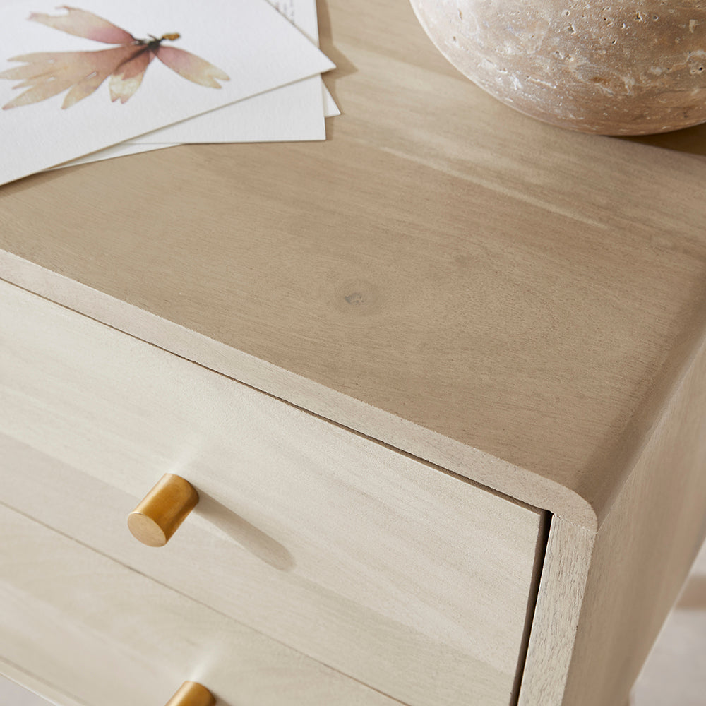 Scandinavian White Oak Logan Narrow Bedside Table Fishe and Lilly